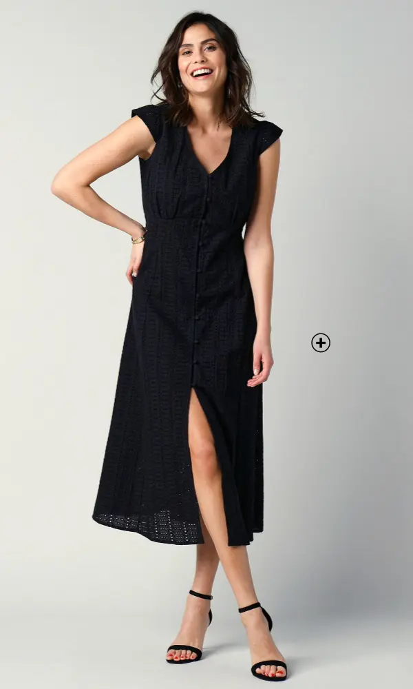 Robe d'été femme boutonnée noire pas cher | Blancheporte