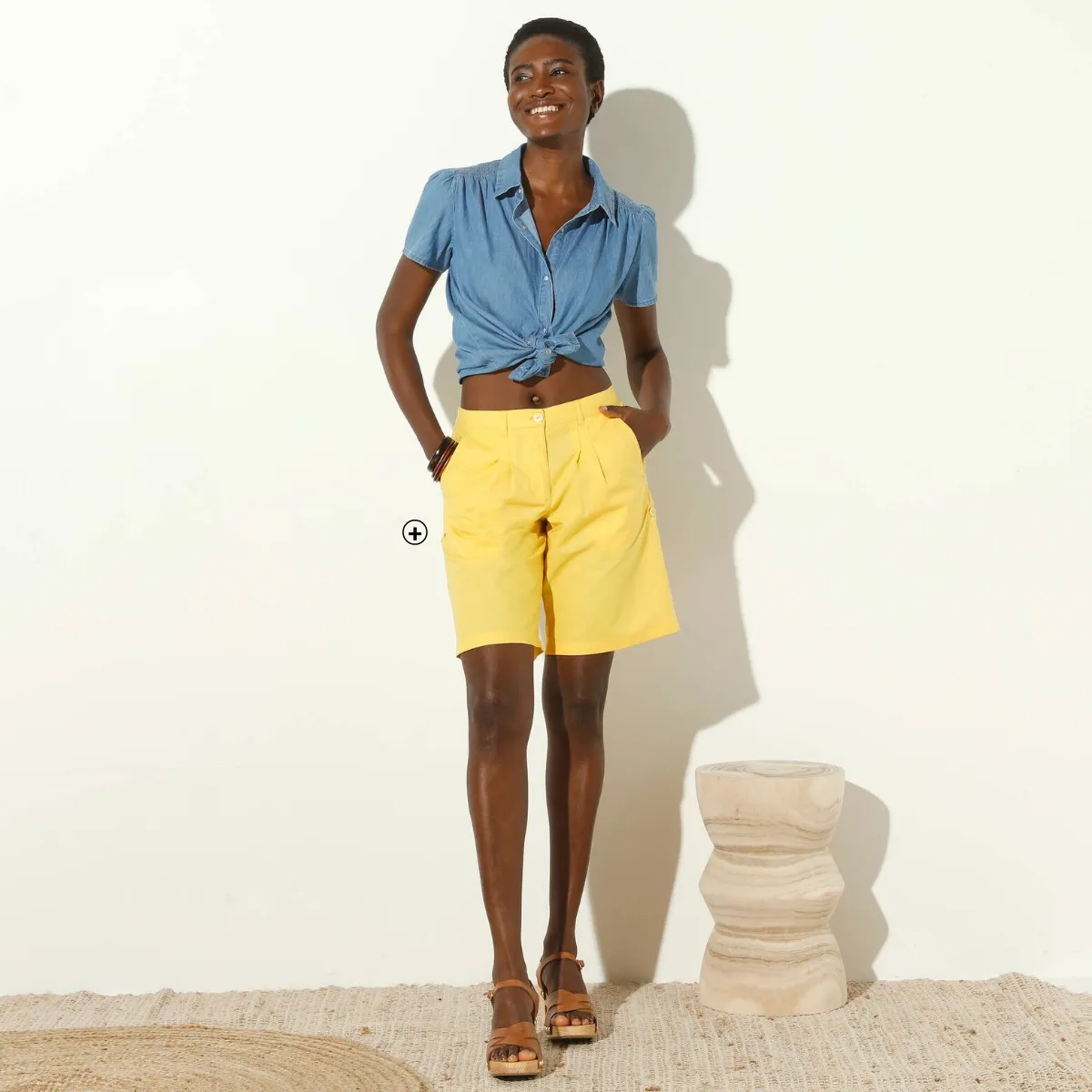 Short bermuda femme à longueur réglable jaune - Blog Blancheporte