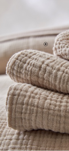 Parure linge de lit beige uni triple gaze de coton Oeko-Tex® Colombine® pas cher - Blancheporte