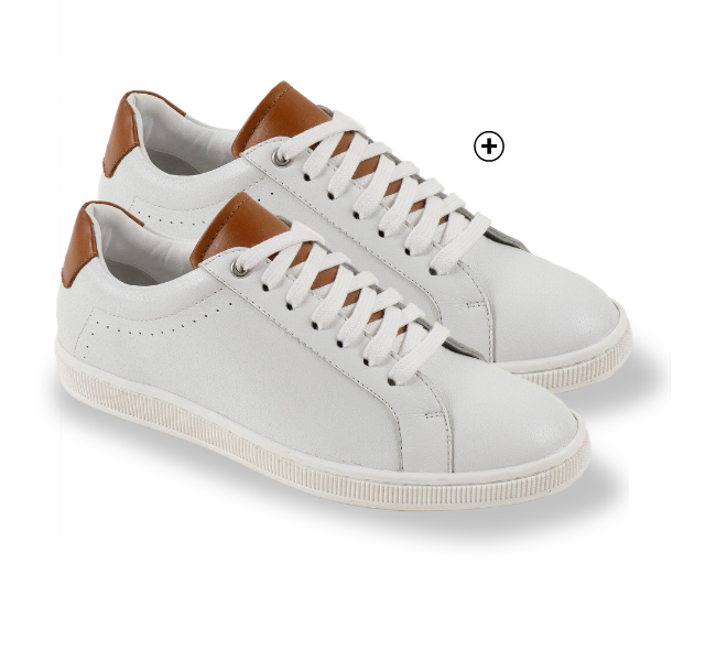 Tennis en cuir bicolore Tennis femme en cuir bicolore blanc et caramel pas cher | Blancheporte