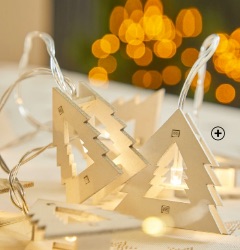 Lichtgevende ledslinger met houten kerstbomen als kerstdecoratie, goedkoop - Blancheporte
