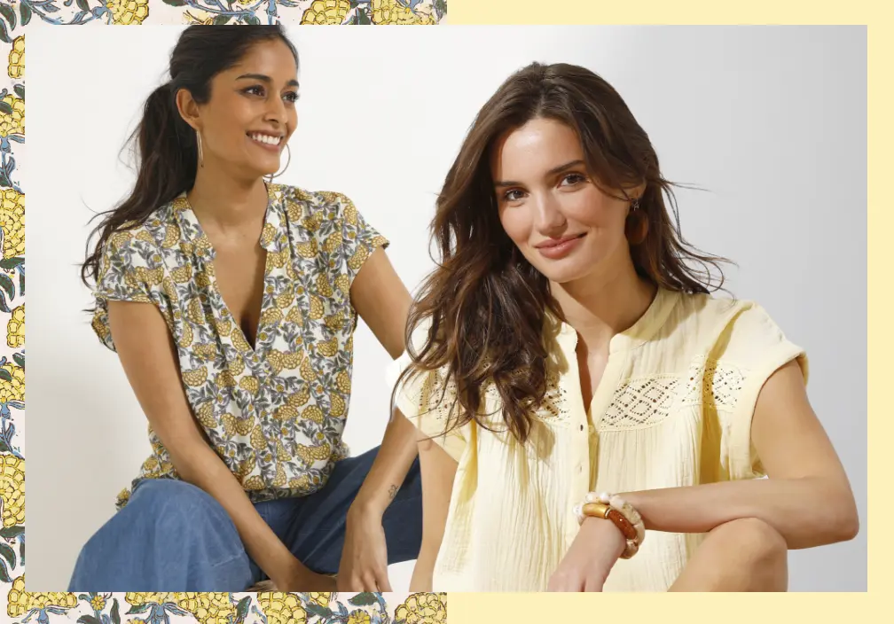 Geniet van een brede selectie effen tops of tops met print voor vrouwen van 34 tot 58!