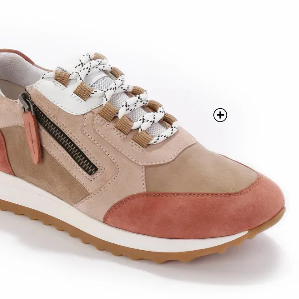 Leren sneakers met contrasterende fantasiepasjes, voor een urban stijl met een jurk | Blancheporte