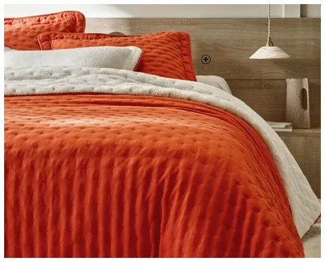 Plaid gaze de coton Plaid gaze de coton & sherpa terracotta pas cher | Blancheporte
