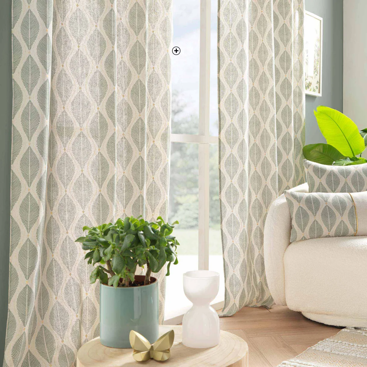 Rideau à œillets imprimé feuilles avec détails métallisés pour une touche déco tendance - Blog Blancheporte