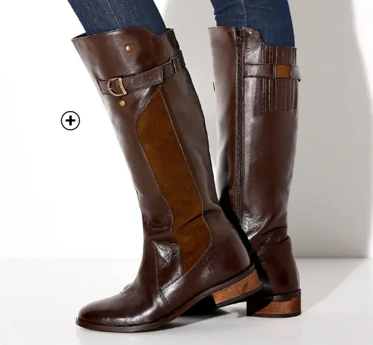 Bottes cavalières en cuir avec mollets réglables, idéales pour femmes avec mollets larges, marque Blancheporte
