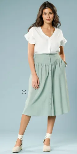 Effen rok voor dames in groen speciaal voor kleine lengtes, goedkoop | Blancheporte
