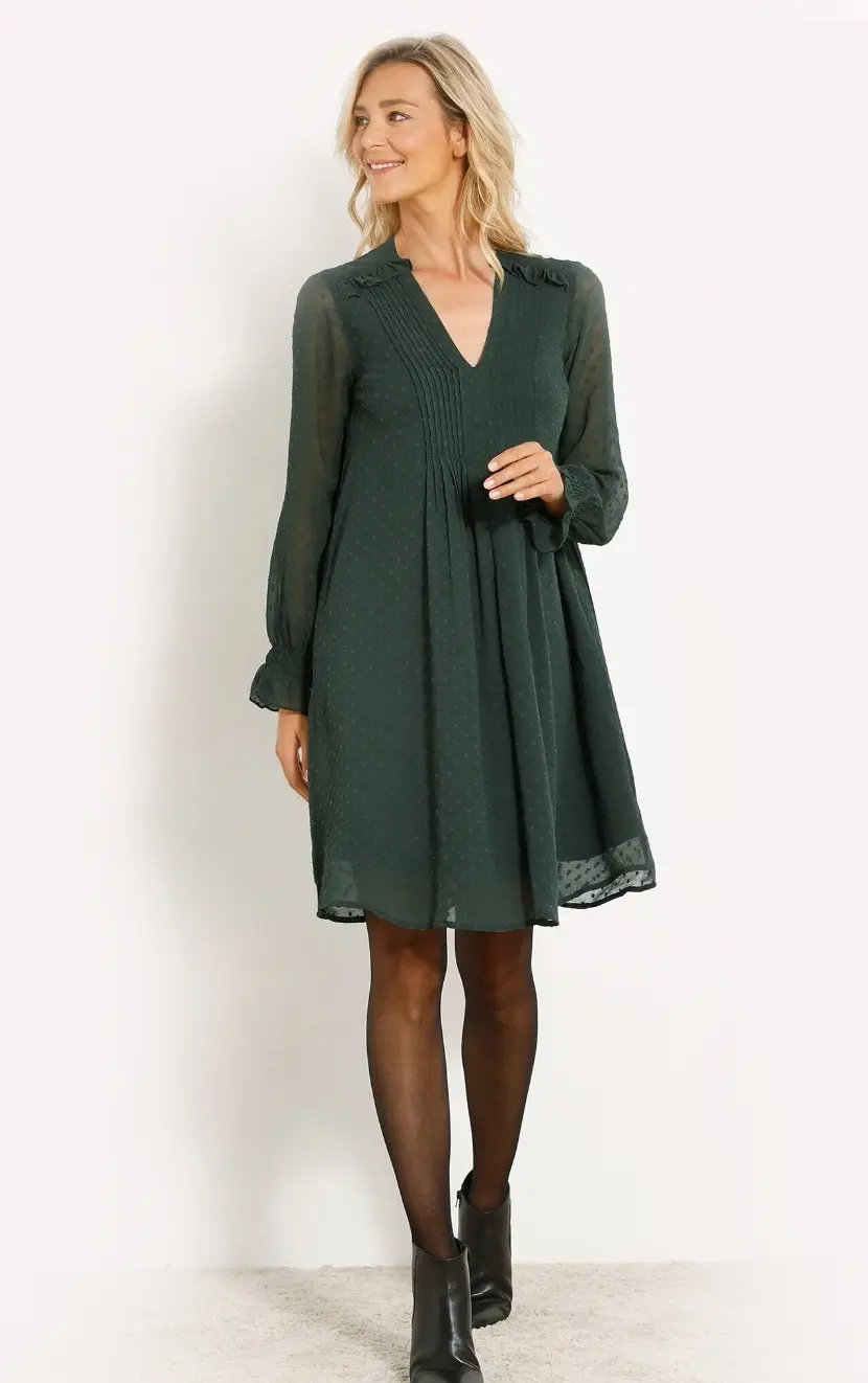 Robe unie vert pour femme de petite taille pas cher | Blancheporte