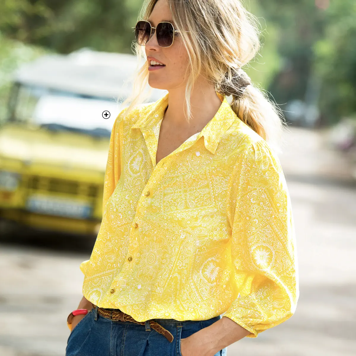 Bedrukte damesbloes in geel voor de zomer, goedkoop | Blancheporte