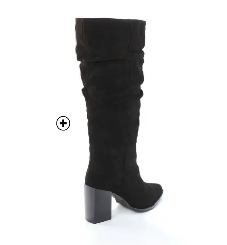 Bottes plissées à talon en croûte de cuir pour mollets larges, look élégant et raffiné, marque Blancheporte
