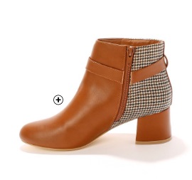 Boots femme bi-matière motif pied-de-poule à boucle marron pas cher | Blancheporte
