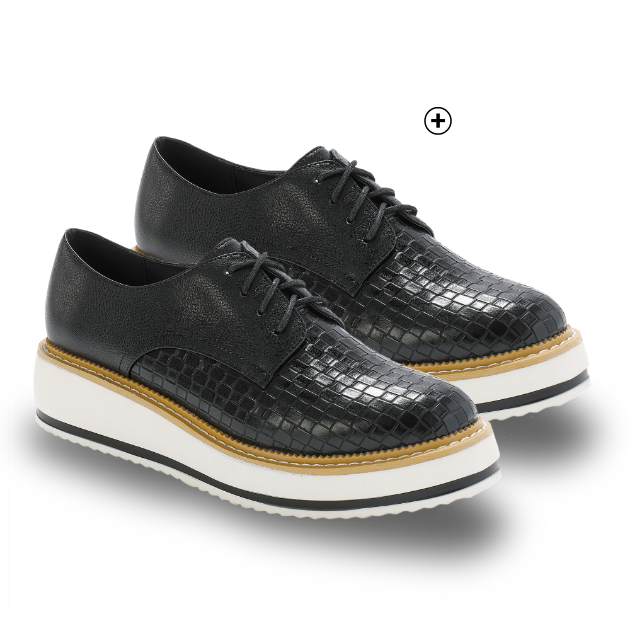 Derbies compensés effet tissé noir Derbies compensés femme effet tissé noir pas cher | Blancheporte