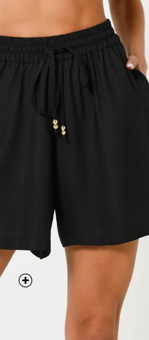 Wijde soepele short in EcoVero viscose, elastische taille, kleur zwart - Blog Blancheporte