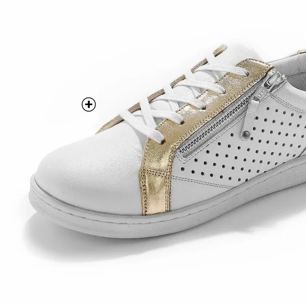 Baskets zippées en cuir perforé, look décontracté assuré avec une robe | Blancheporte