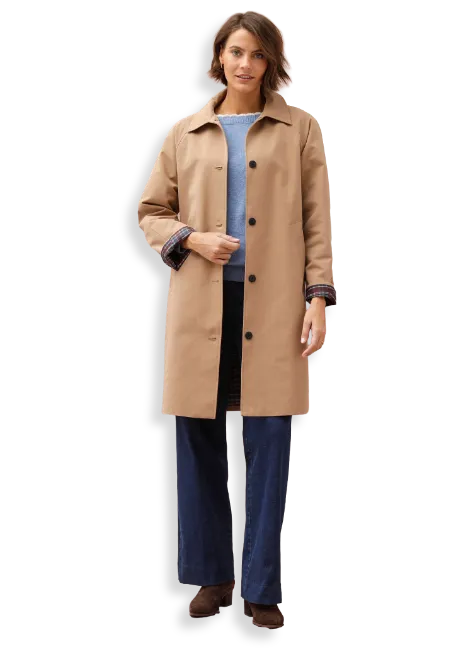 Lange beige regenjas met waterafstotende finish en satijnen voering – Blog Blancheporte