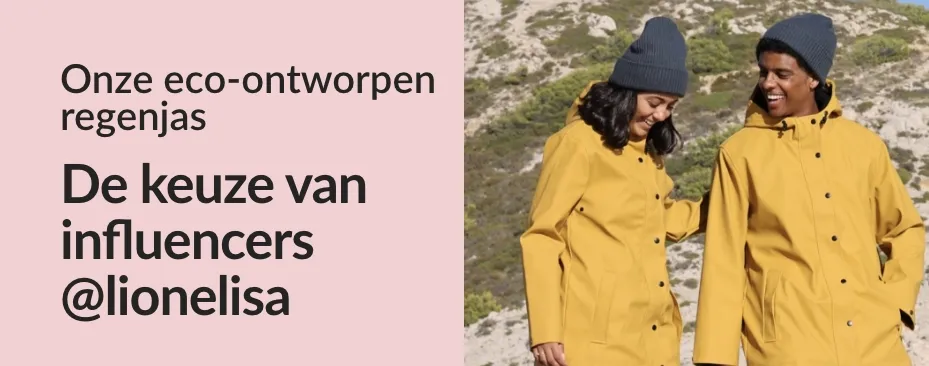 Laat u verleiden door onze selectie eco-ontworpen producten: regenjas, parka's, heuptasjes, mutsen... gekozen door influencers Lionelisa