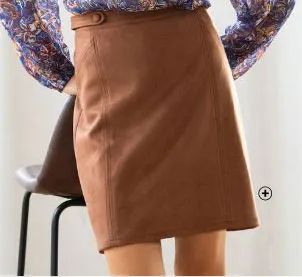 Uitlopende rok voor dames in bruine suèdine, goedkoop | Blancheporte