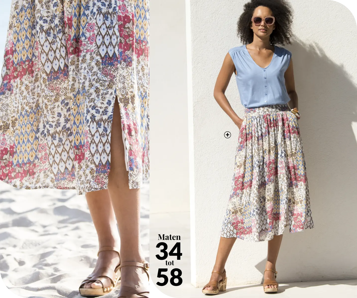 Lange rok in bedrukte crêpon, ideaal voor een vloeiende en bohemien look | Blancheporte