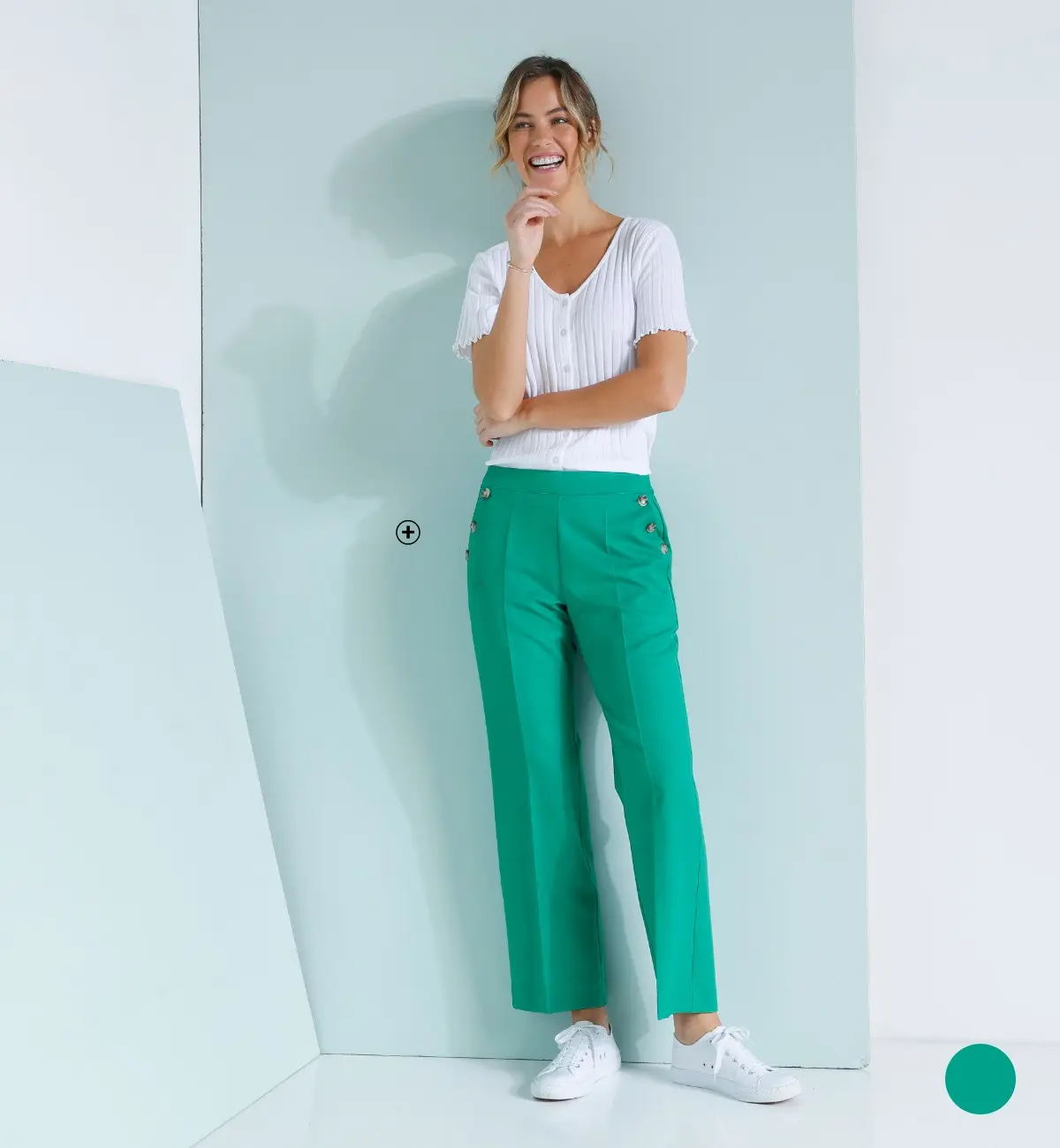 Wijde broek voor dames in groen, goedkoop | Blancheporte