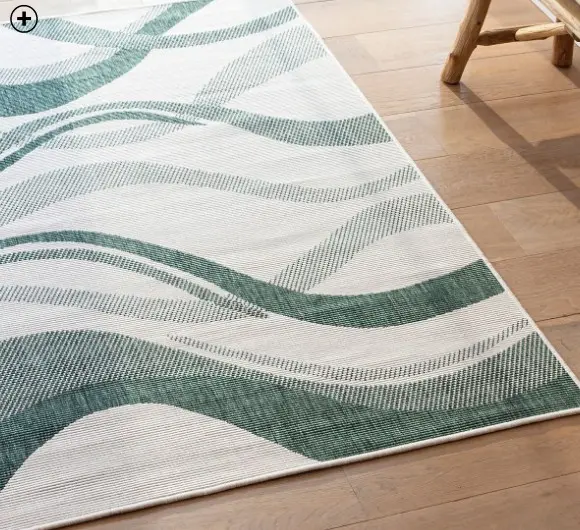 Rechthoekig, omkeerbaar tapijt voor lente-zomer 2024 in groen, goedkoop | Blancheporte