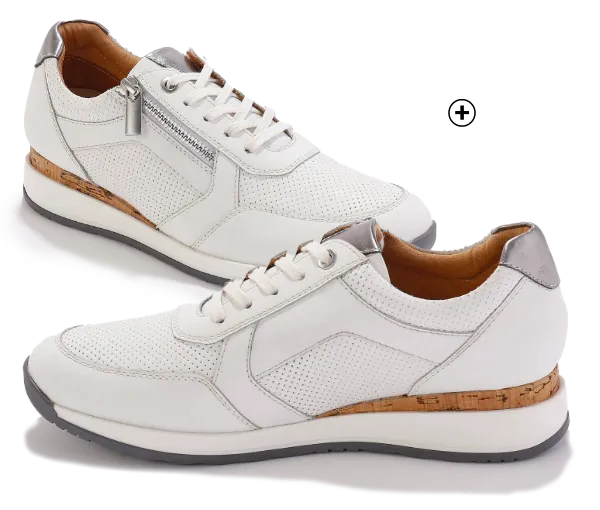 Sneakers met rits in soepel leer met zool in 2 materialen, comfort en moderniteit met een jurk | Blancheporte