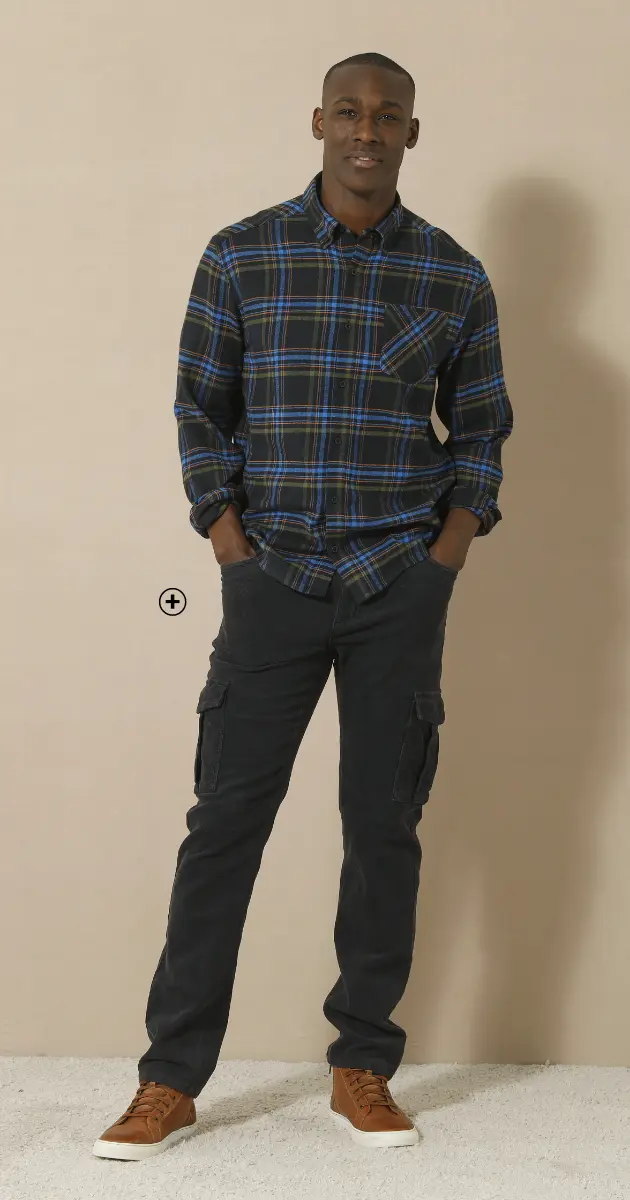 Pantalon cargo en velours à fines côtes, avec ceinture élastiquée pour un style décontracté et confortable | Blancheporte