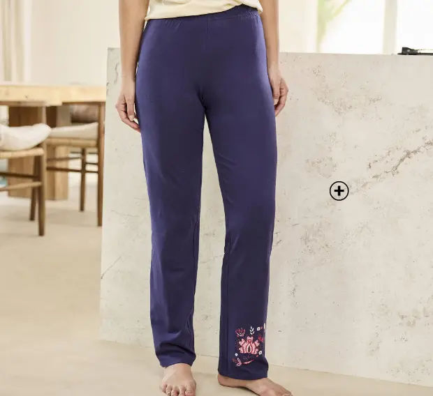 Pantalon de pyjama avec motif floral, coloris blanc et rose, parfait pour un mix and match pyjama | Blancheporte