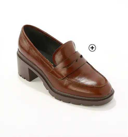 Mocassins à talon en cuir avec semelle crantée, idéals pour un look chic et confortable - Blancheporte