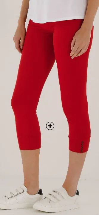 3/4-legging van stretchkatoen, pijp met knopen, kleur rood - Blog Blancheporte