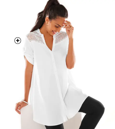 Tuniek met knopen voor dames in effen wit, goedkoop | Blancheporte