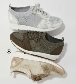 Baskets compensées femme à enfiler en maille irisée gris pas cher | Blancheporte
