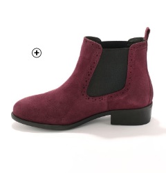 Elastische chelsea boots voor dames met perforaties in pruim splitleer, goedkoop | Blancheporte