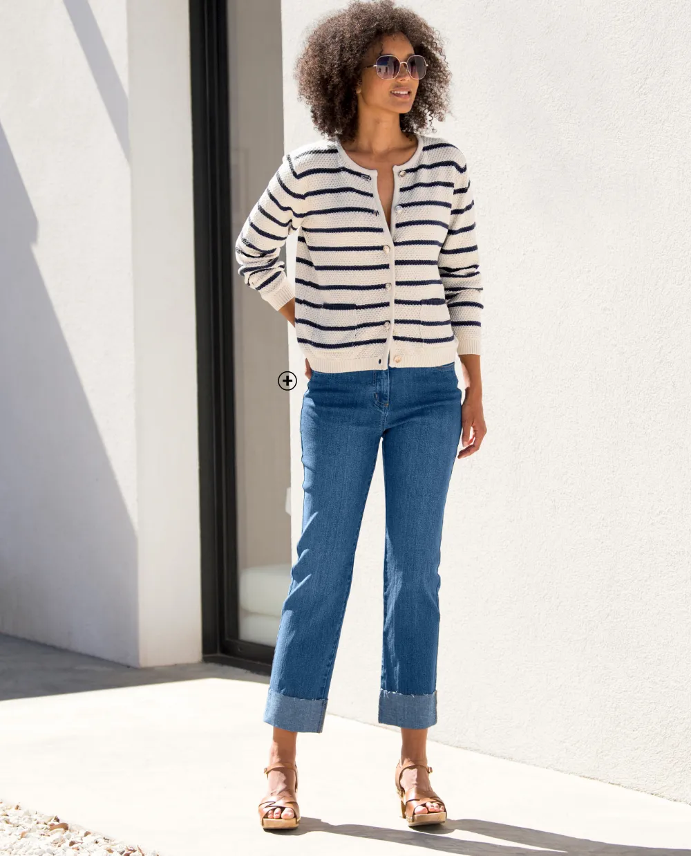 Plus size jeans in recht 7/8-model met hoge taille - moderne en flatterende look | Blancheporte