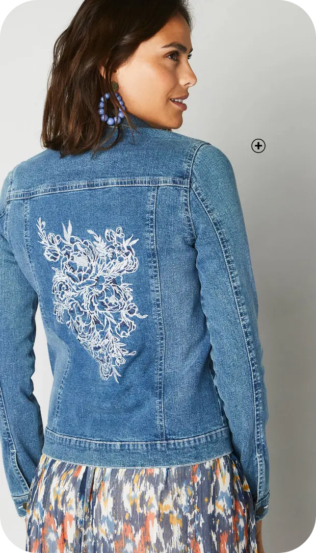 Geborduurd jeansjasje, een casual-chic stijl met een lange jurk | Blancheporte