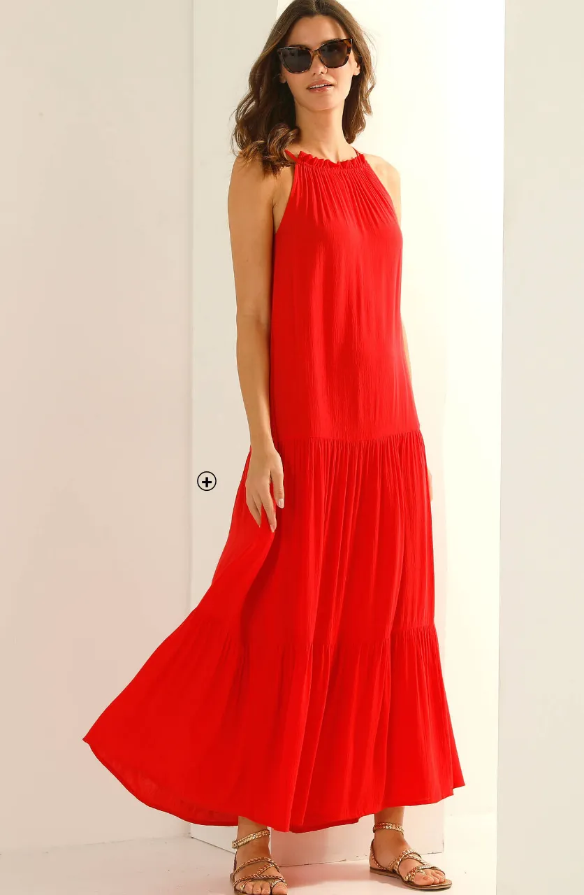 Robe rouge fines bretelles crépon fluide femme - Blog Blancheporte