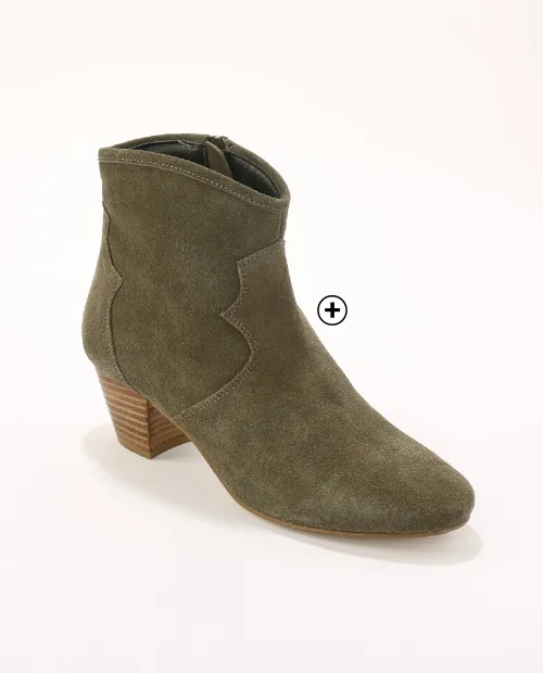 Westernboots in bruin leer, perfect als accessoire bij een trui-jurk in bohemian stijl | Blancheporte