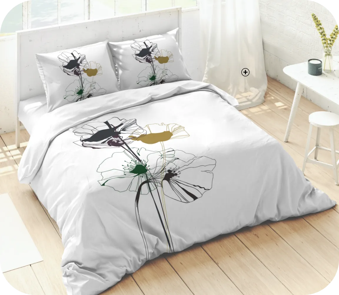 Bedlinnen Coquelicot van wit bedrukt katoen - Blog Blancheporte