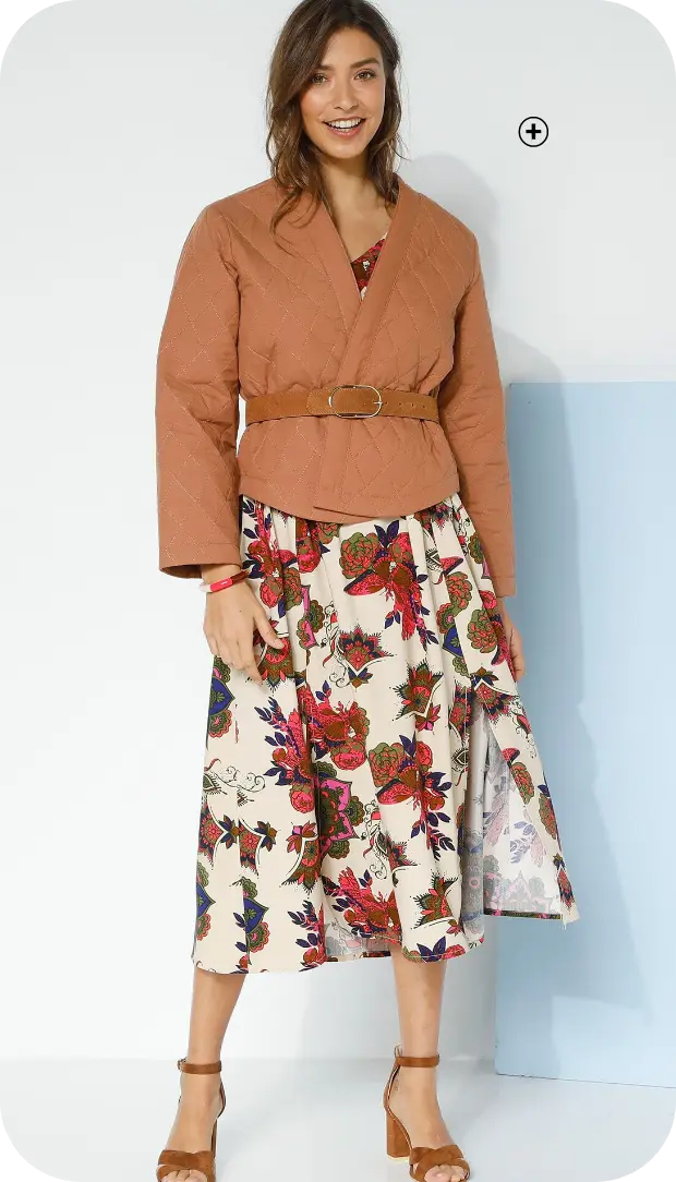 Gewatteerd jasje met kimonokraag, een originele en trendy touch met een lange jurk | Blancheporte