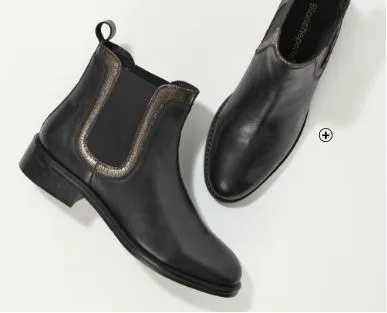 Chelsea boots in zwart en zilvergrijs leer, goedkoop | Blancheporte