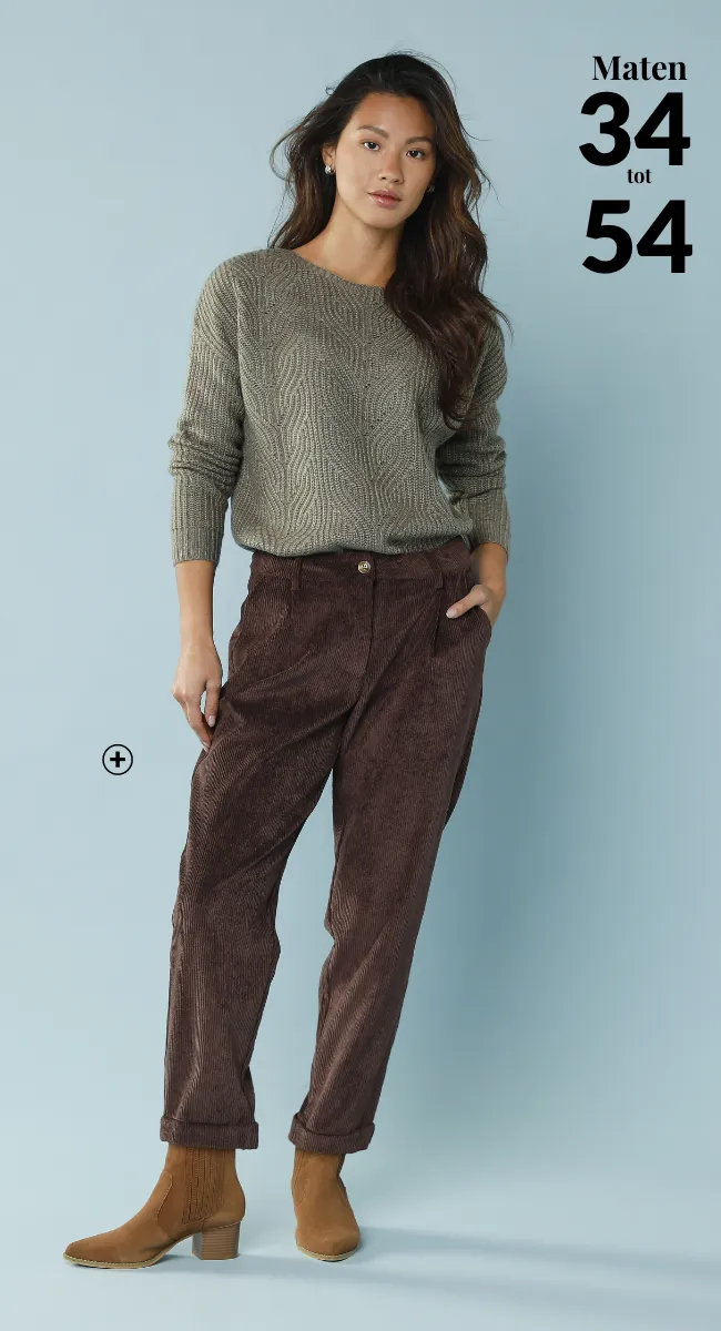 7/8 fluwelen broek – outfitidee voor kleine vrouwen | Blancheporte