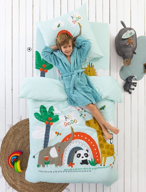 1-persoons bedlinnen voor kinderen Colombine Kids® van 100% katoen met dierenprint, goedkoop | Blancheporte