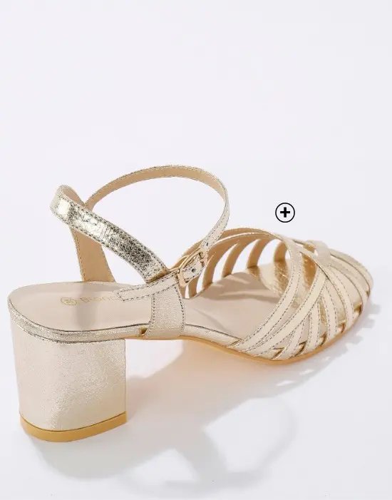 Sandalen voor dames in goudkleur met hak, goedkoop | Blancheporte