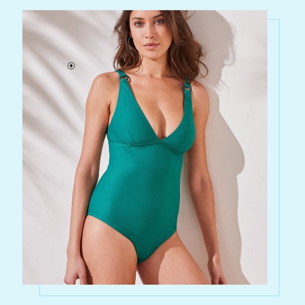 Badpak in honingraattricot Groen badpak in honingraattricot Vilorio, goedkoop | Blancheporte