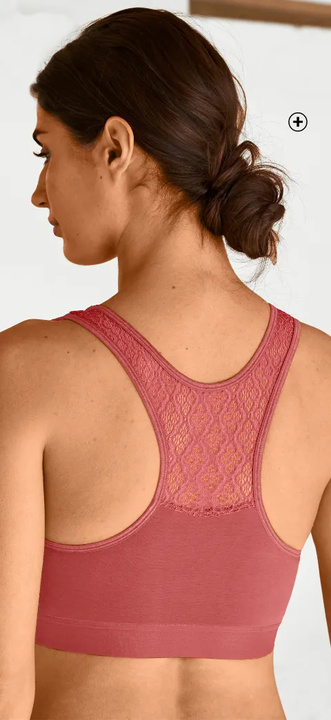 Lot de 2 soutiens-gorge brassière coton avec dos dentelle, doux maintien pour petites poitrines | Blancheporte