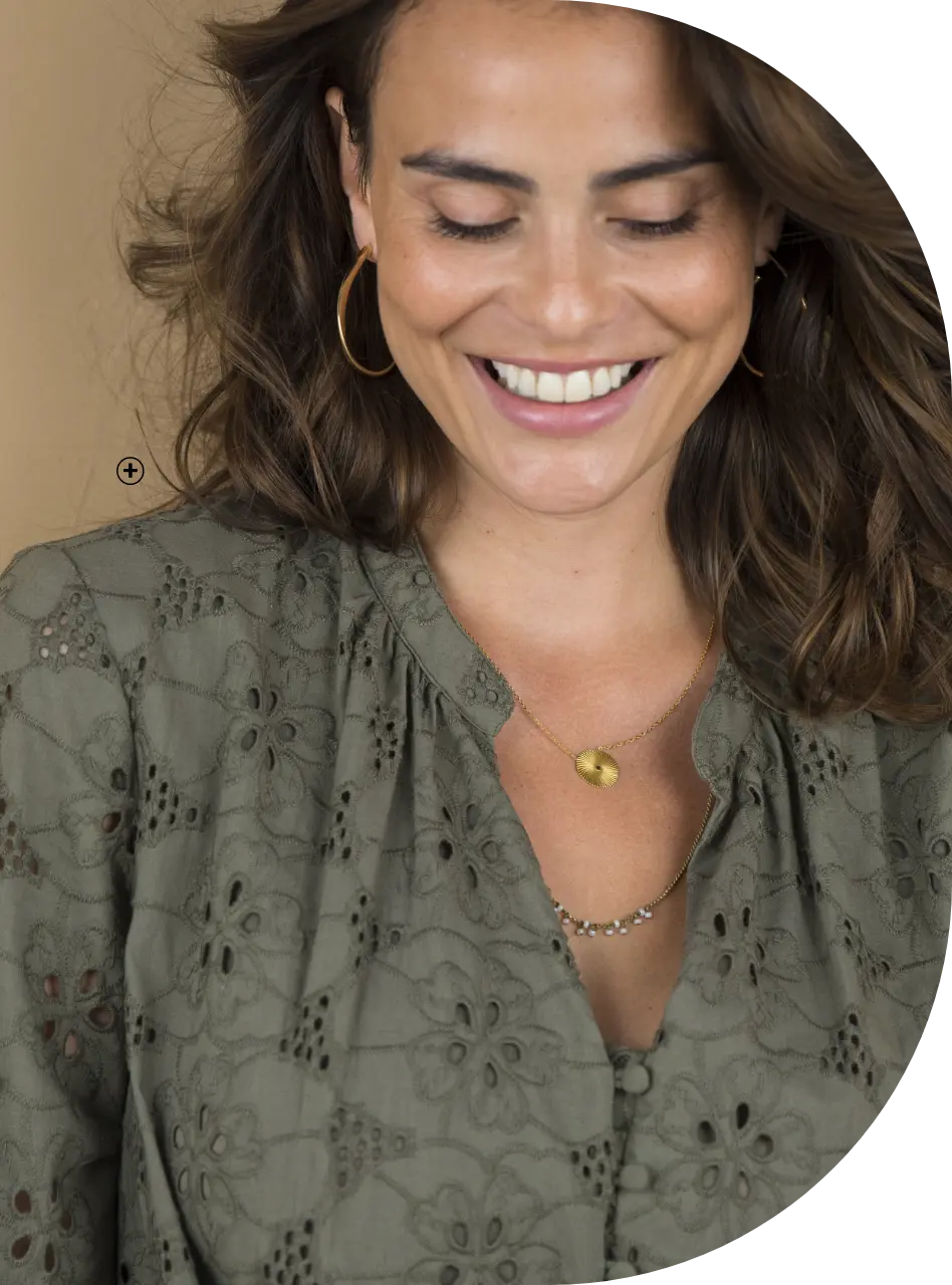 Robe housse évasée avec broderie anglaise – Kaki | Blancheporte