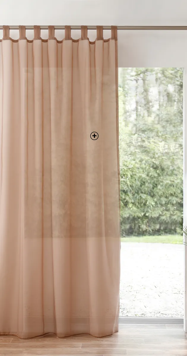 Effen voilepaneel polyester, afwerking met lussen, verzwaarde onderkant, kleur taupe - Blog Blancheporte