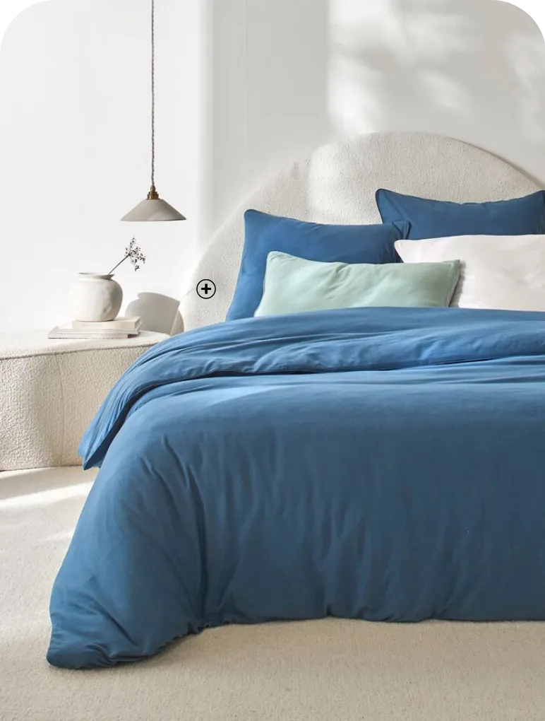Linge de lit bleu en coton jersey Colombine® pas cher | Blancheporte
