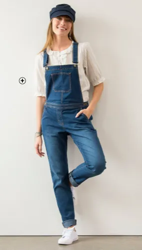 Salopette in stone jeans voor dames, casual chique look voor ongedwongen outfits | Blancheporte