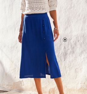 Jupe longue fendue Jupe longue femme fendue unie bleu pas cher | Blancheporte
