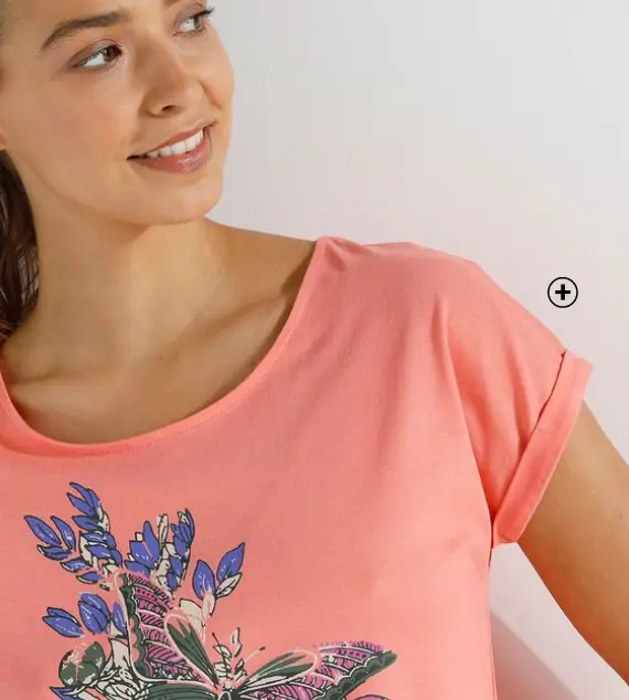 T-shirt met geplaatste print en ronde hals | trendy in T-shirt | Blancheporte